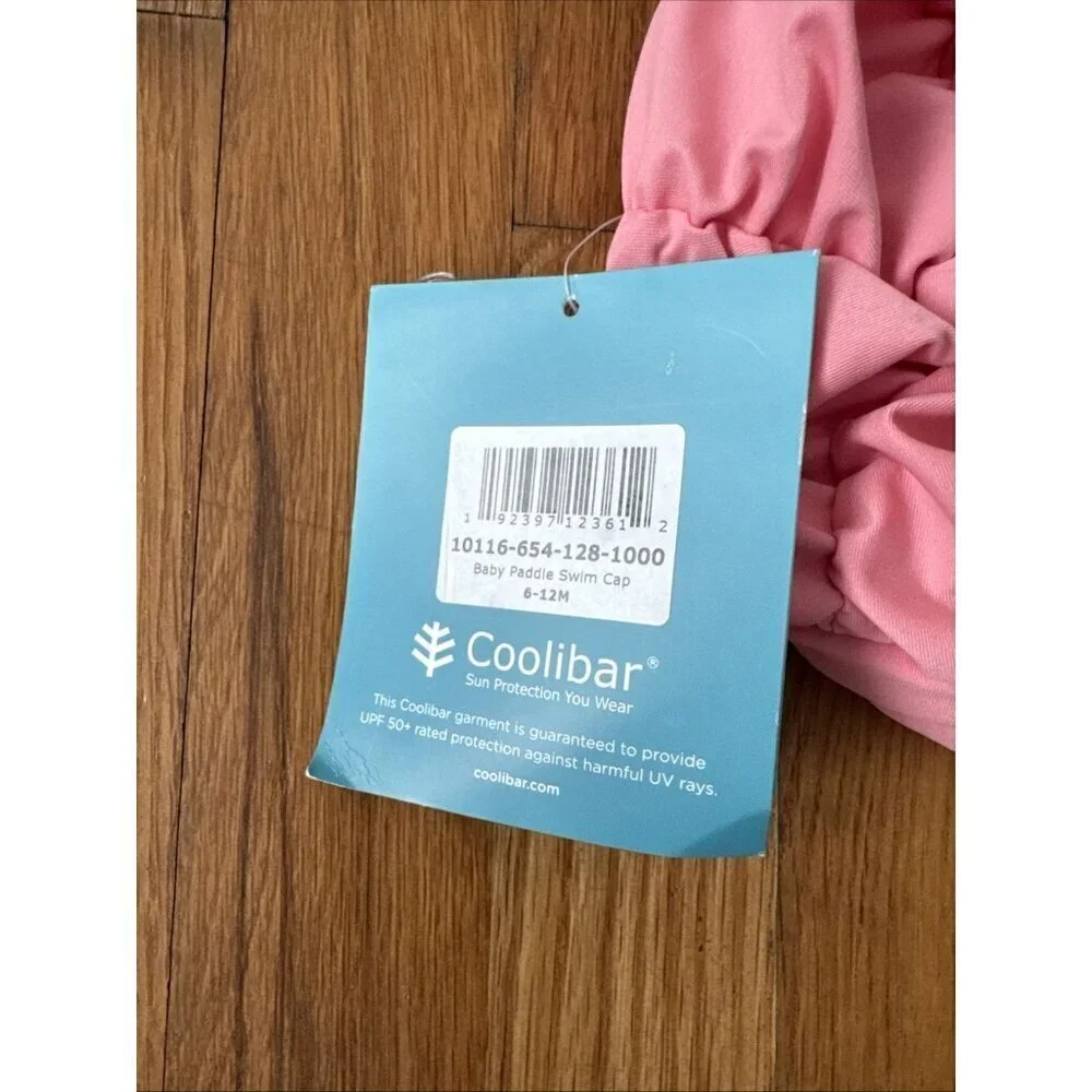 Coolibar Girl's Pink Baby Paddle Swim Cap UPF 50+ Size 6-12 M